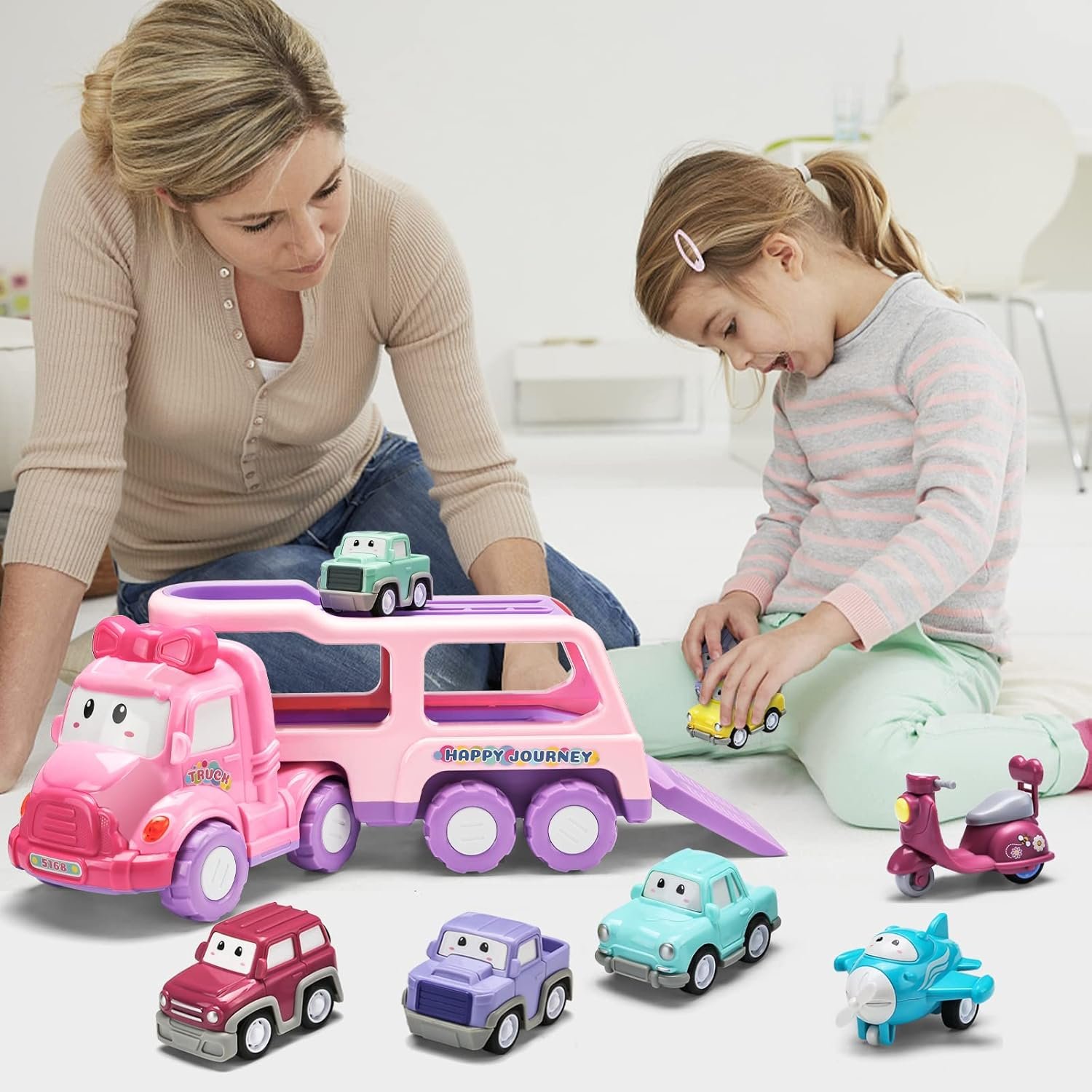 ulapithi 30/50/70 Pièce Lot Petites Voitures Jouets Metal Voiture Jouet Enf-Ant Cascadeuse Voitures De Course Apporter Valise avec Et Panneau Routier De Course Amusant Et Extérieur À L'échelle 1:64