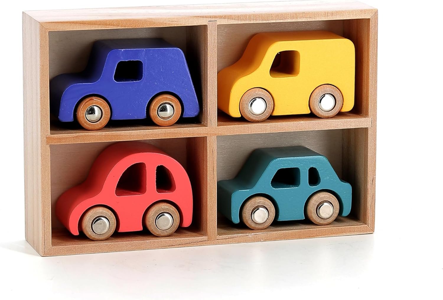 Petites voitures en bois colorées GRIMMS - 6 pièces